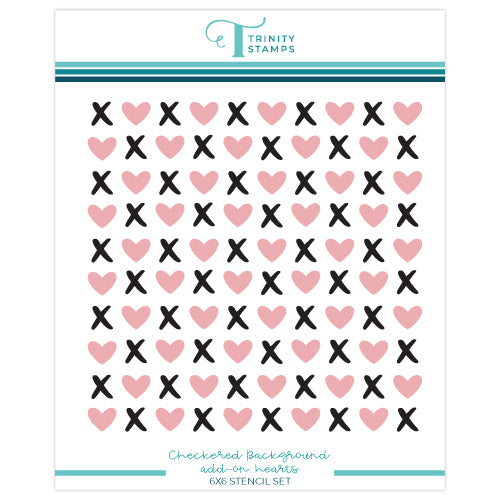 Checkered Background Add On 6x6 Stencil - Hearts *Set of 2*