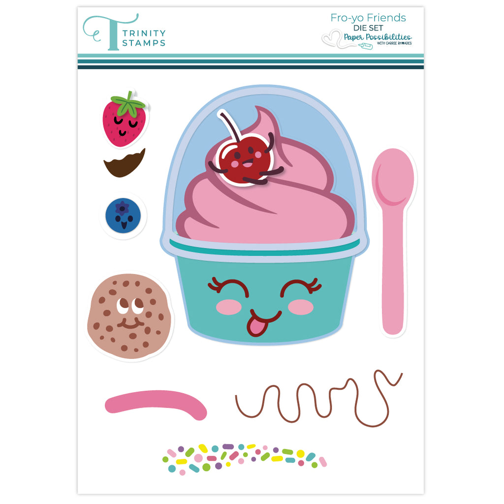❤️HAPPY FOR YOU❤️ 3セット Fro-Yo Friends Die Set - Carrie Rhoades Collection– Trinity Stamps