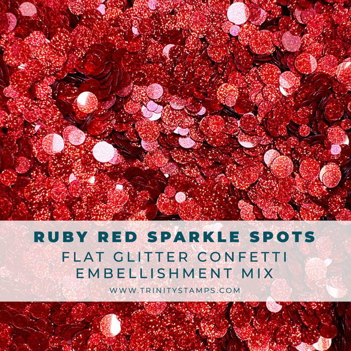 Ruby Red Sparkle Spots Flat Confetti Embellishment Mix