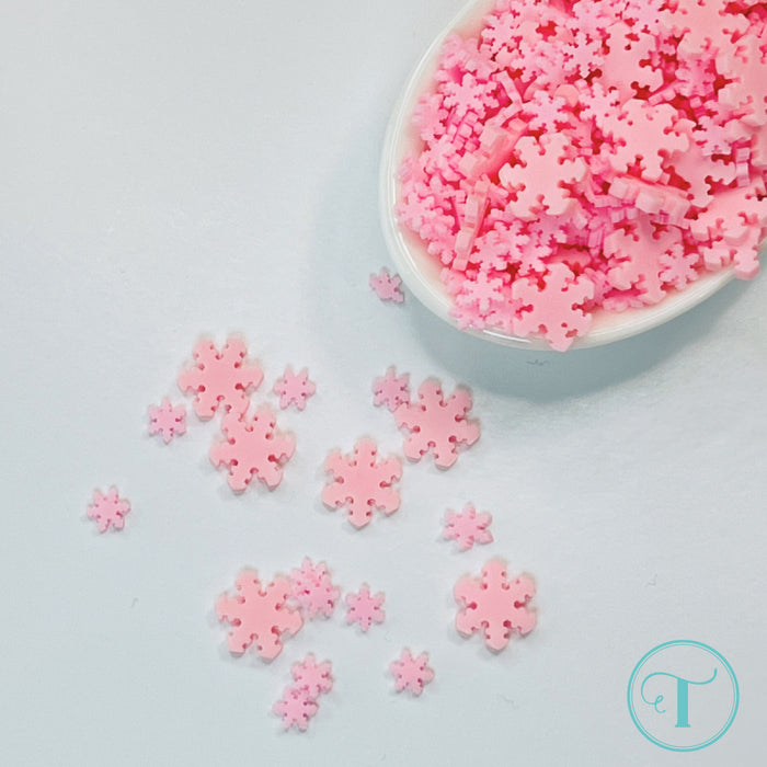 Fairy Frost Pink Clay Snowflake Embellishment Mix