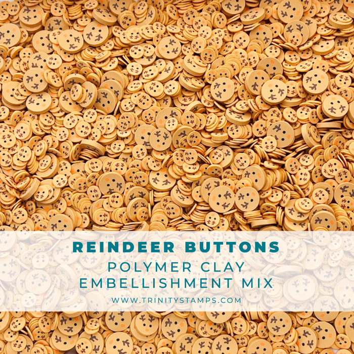 Reindeer Buttons Clay Embellishment Mix