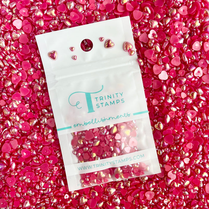 Carmine Heart Baubles Embellishment Mix