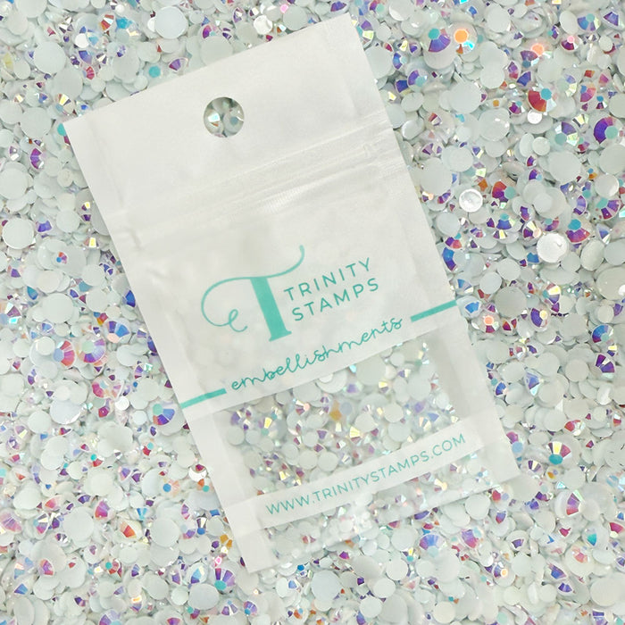 Icy White Rhinestones - Opaque Iridescent