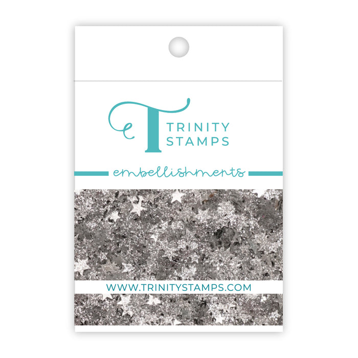 Silver Sparkle Stars Confetti Embellishments