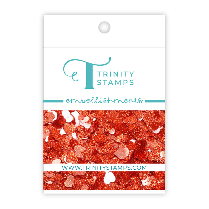 Red Sparkle Hearts Confetti Embellishments