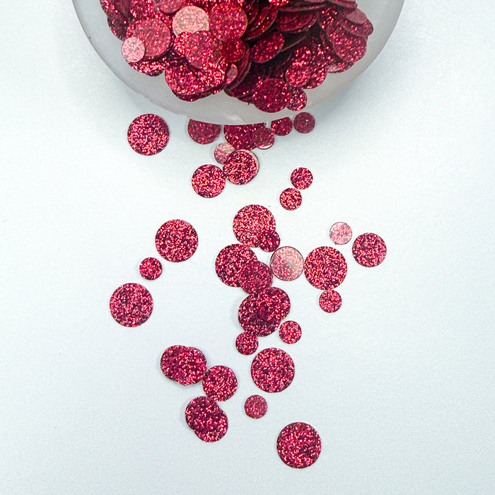 Crimson Sparkle Spots Confetti Embellishments