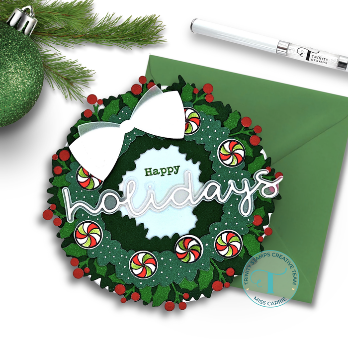 Holiday Wreath Circle Card Add-on Die Set