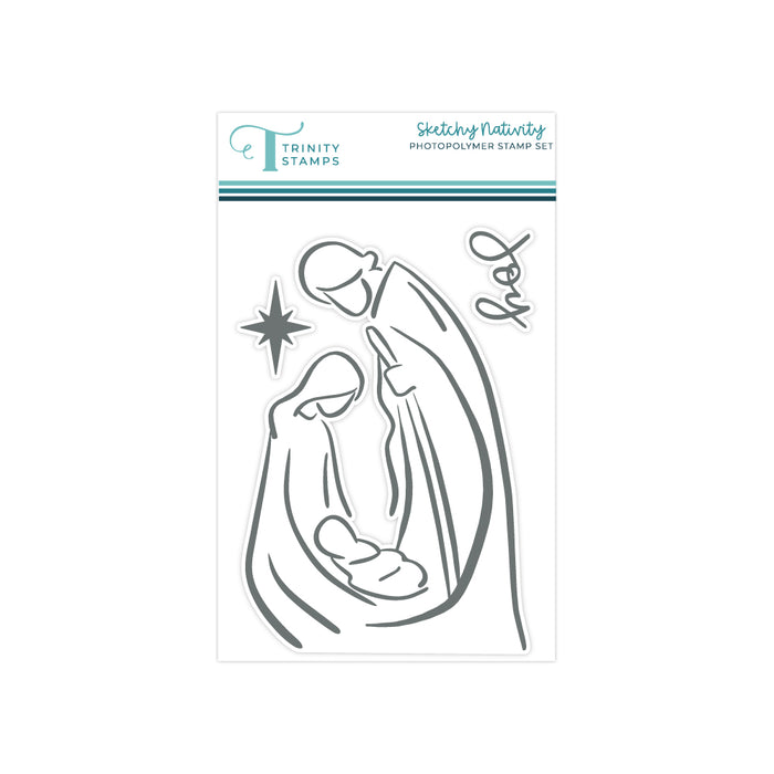 Sketchy Nativity 4x6 Stamp Set