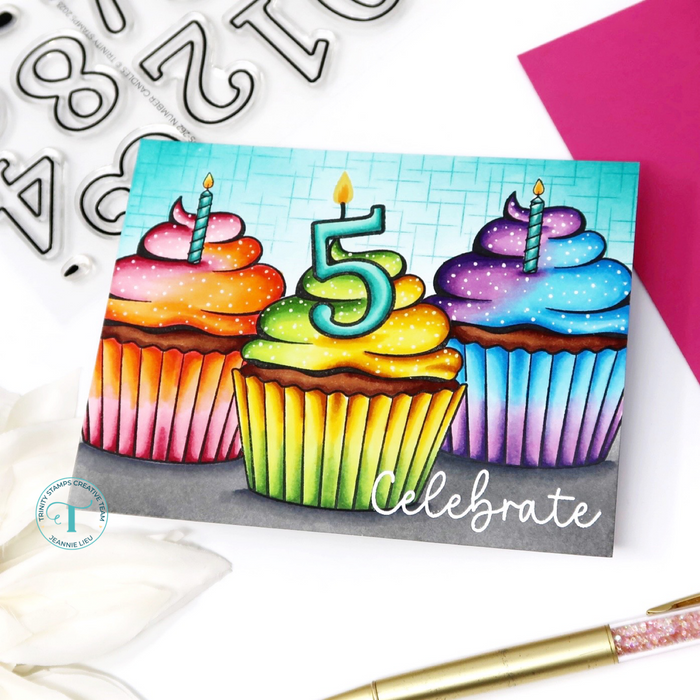 Celebration Rubber Stamp Set With Ink Pads Cupcake Stamp 
