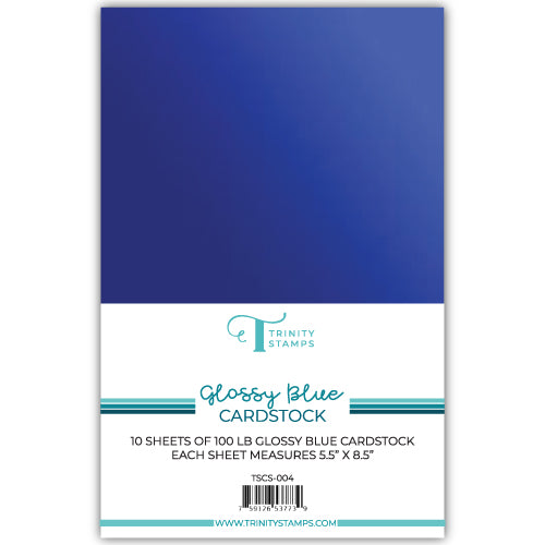 Glossy Blue Cardstock 10 Sheets Trinity Stamps