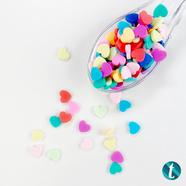 Happy Heart - 10mm Multi-Colored Clay Heart Sprinkles
