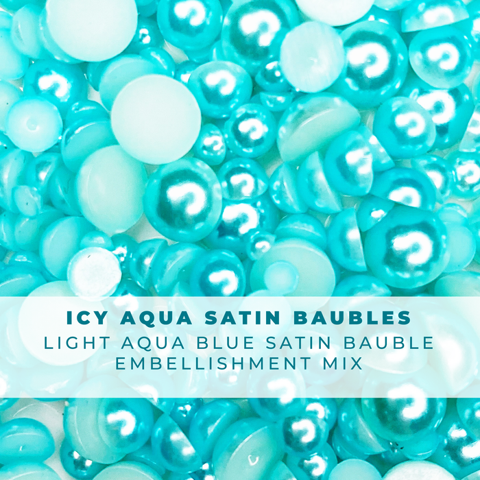 Icy Aqua Satin Baubles Embellishment Mix