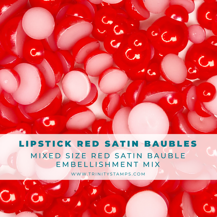 Lipstick Red Satin Baubles Embellishment Mix