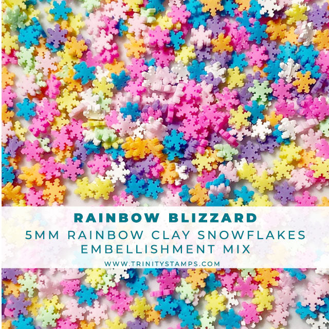 Rainbow Blizzard- Clay Snowflake Embellishment Mix