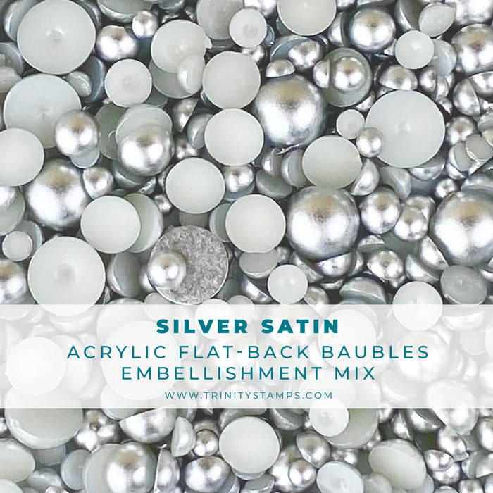 Silver Satin Baubles Embellishment Mix