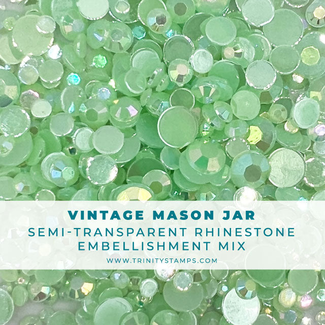 Vintage Mason Jar - Semi-Opaque Rhinestone Embellishment Mix