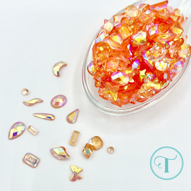 Tangerine Trinkets - Iridescent Rhinestones Shapes Mix