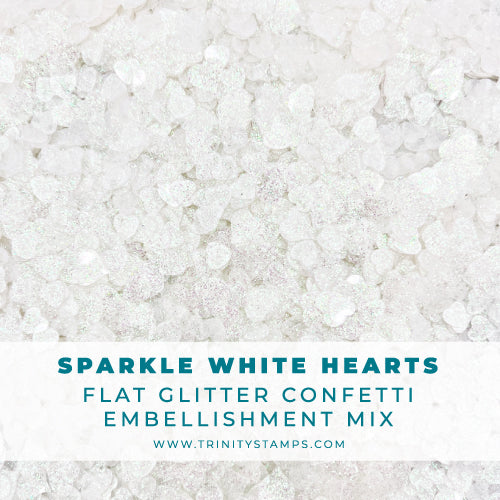 White Sparkle Hearts Flat Confetti Embellishment Mix
