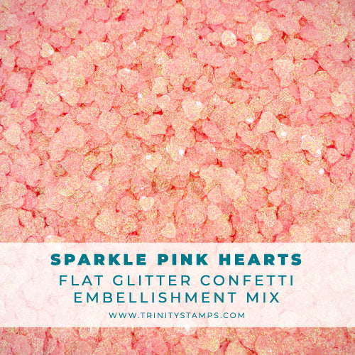 Pink Sparkle Hearts Flat Confetti Embellishment Mix