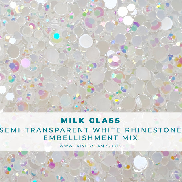 Milk Glass Rhinestones Embellishment Mix