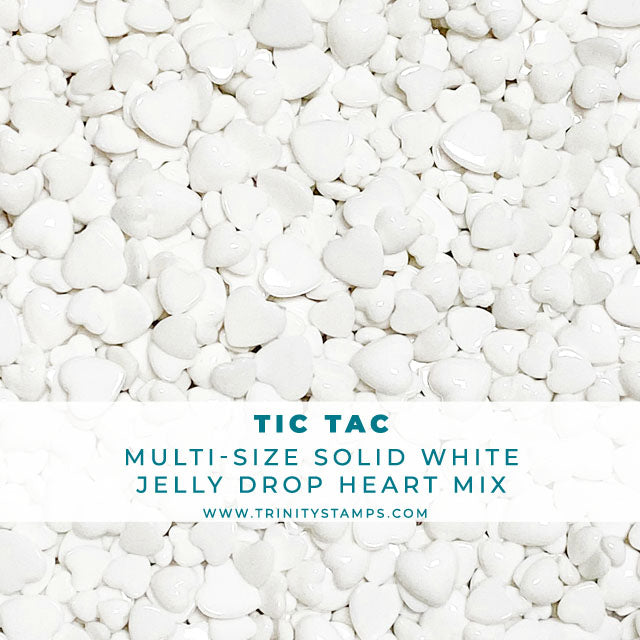 Tic Tac White heart Embellishment mix