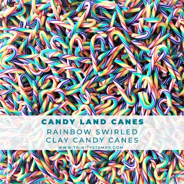 Candy land Canes - Mini Rainbow Clay Embellishments