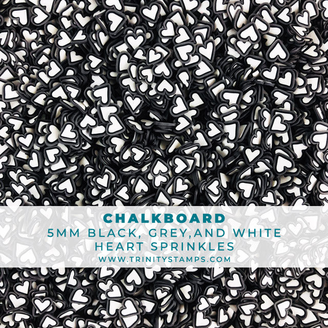 Chalkboard- Small Black & White Clay Heart Sprinkles