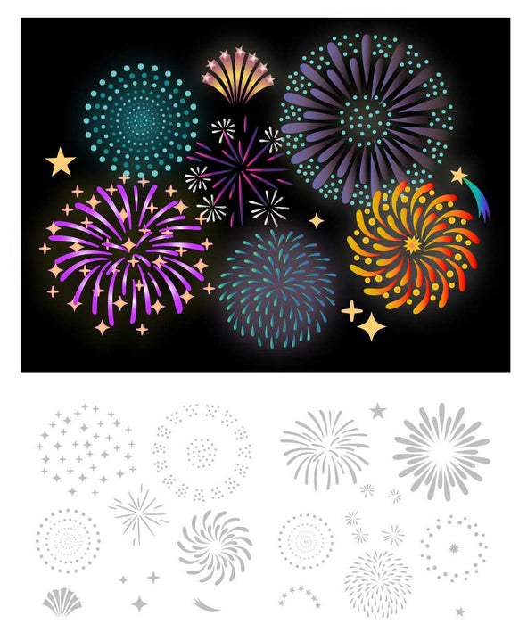 Layered Fireworks -  6x6" Laser Cut 2-piece Layering Stencil Set