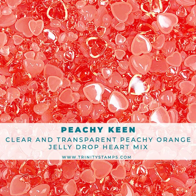 Peachy Keen - Jelly Drop Hearts Embellishment mix