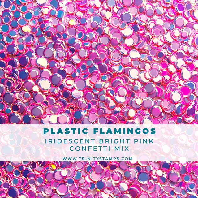 Plastic Flamingo Iridescent Confetti Mix Trinity Stamps