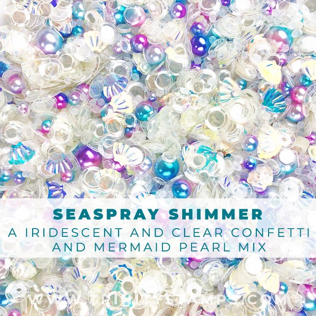 Seaspray Shimmer: A blend of clear confetti and mermaid pearls