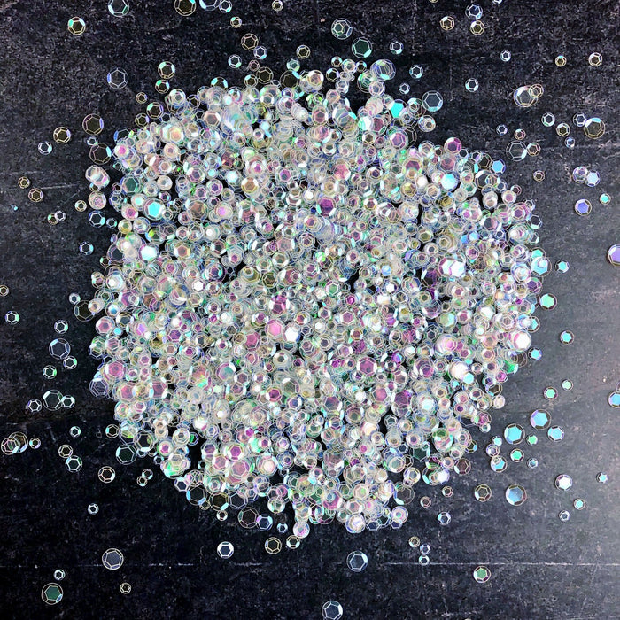 Soapy Bubbles - Clear Iridescent No-Hole Sequin Confetti