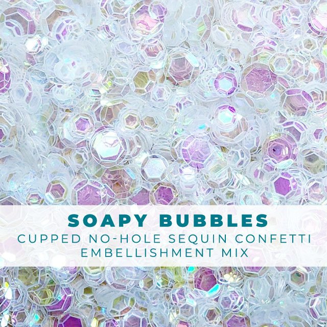 Soapy Bubbles - Clear Iridescent No-Hole Sequin Confetti